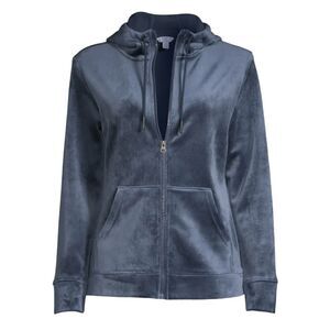 Time and Tru Women’s Velvet Blue Soft Comfy Lightweight Jacket Size M(8-10)